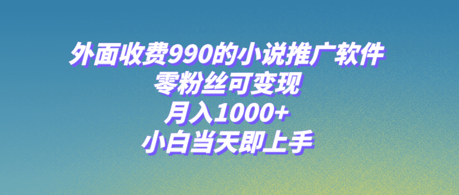 （8016期）小说推广软件，零粉丝可变现，月入1000+，小白当天即上手【附189G素材】