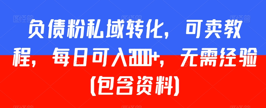 负债粉私域转化，可卖教程，每日可入2000+，无需经验（包含资料）