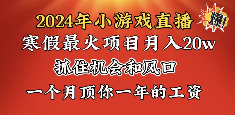 （8778期）2024年寒假爆火项目，小游戏直播月入20w+，学会了之后你将翻身