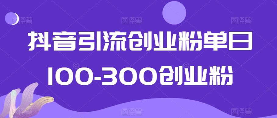 抖音引流创业粉单日100-300创业粉