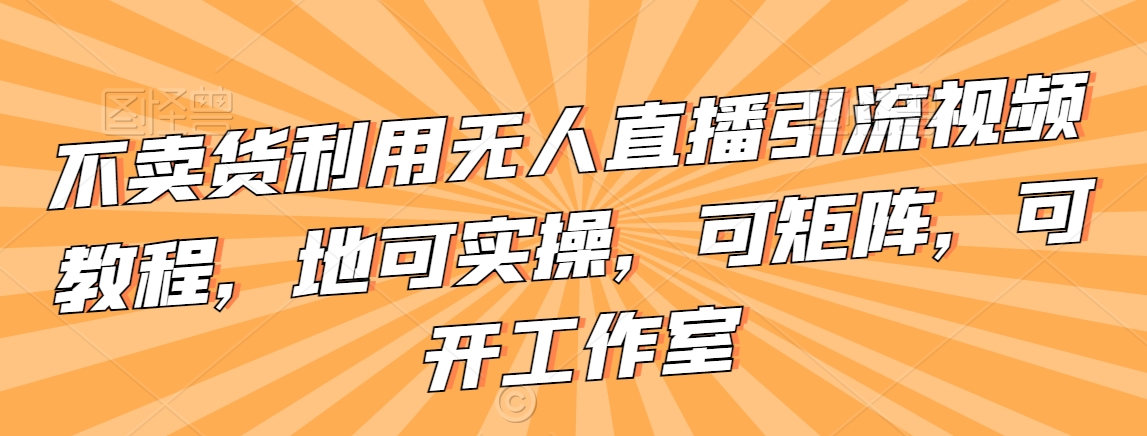 不卖货利用无人直播引流视频教程，地可实操，可矩阵，可开工作室