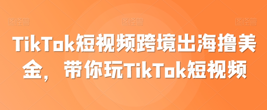 TikTok短视频跨境出海撸美金，带你玩TikTok短视频