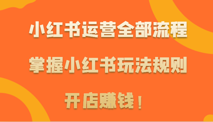 小红书运营全部流程，掌握小红书玩法规则，开店赚钱！