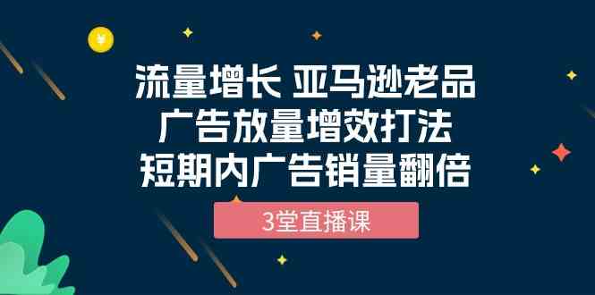 流量增长 亚马逊老品广告放量增效打法，短期内广告销量翻倍（3堂直播课）