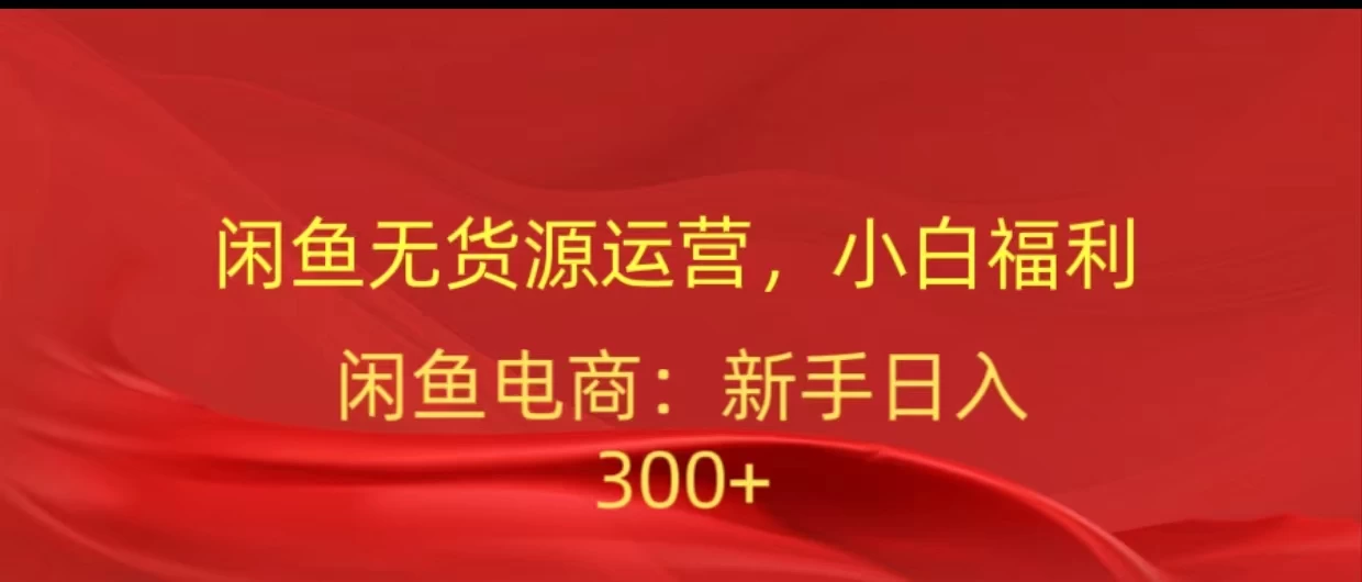 闲鱼无货源运营，小白福利，日入300+，轻松月入过万！