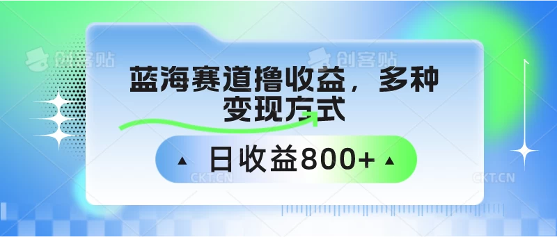 蓝海赛道撸收益，多种变现方式，日收益800+