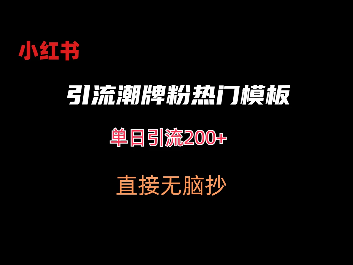 最新小红书无脑套模板单日引流200+潮牌粉