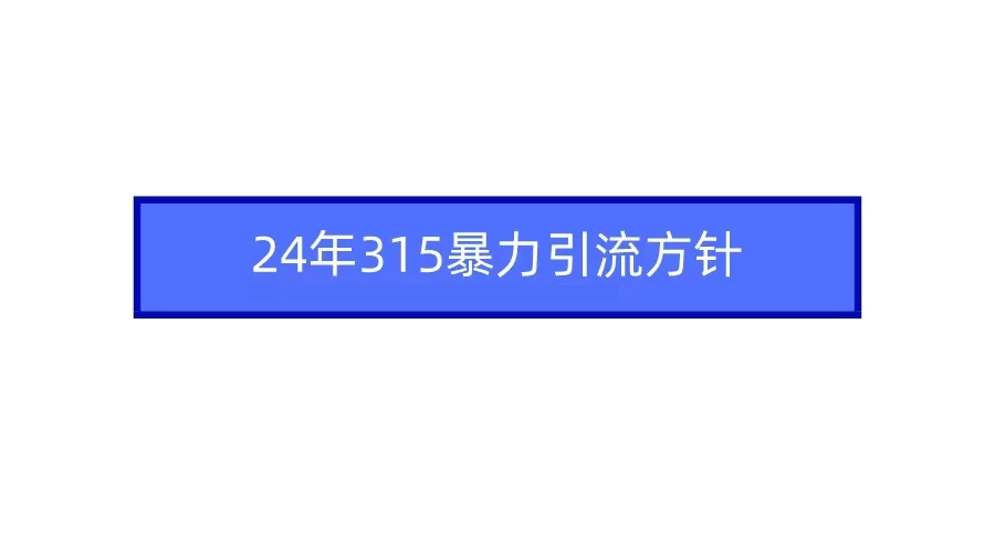 24年315暴力引流方针 爆款筛选让你快速热门+变现