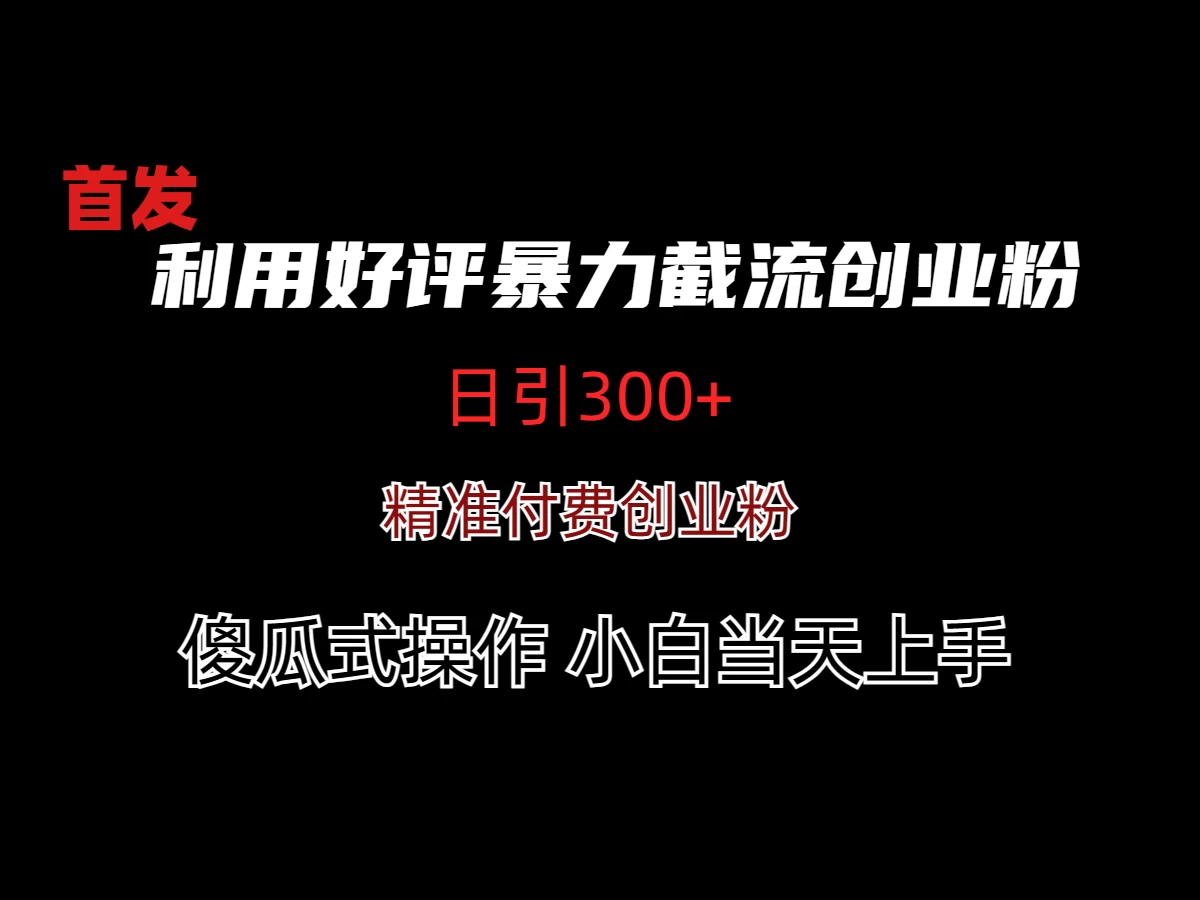 利用好评暴力截流付费创业粉，无需工具，简单且暴力的一个玩法