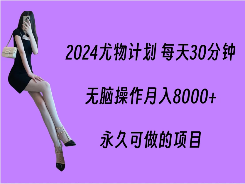 2024尤物计划 每天30分钟，无脑操作月入8000+，永久可做的项目