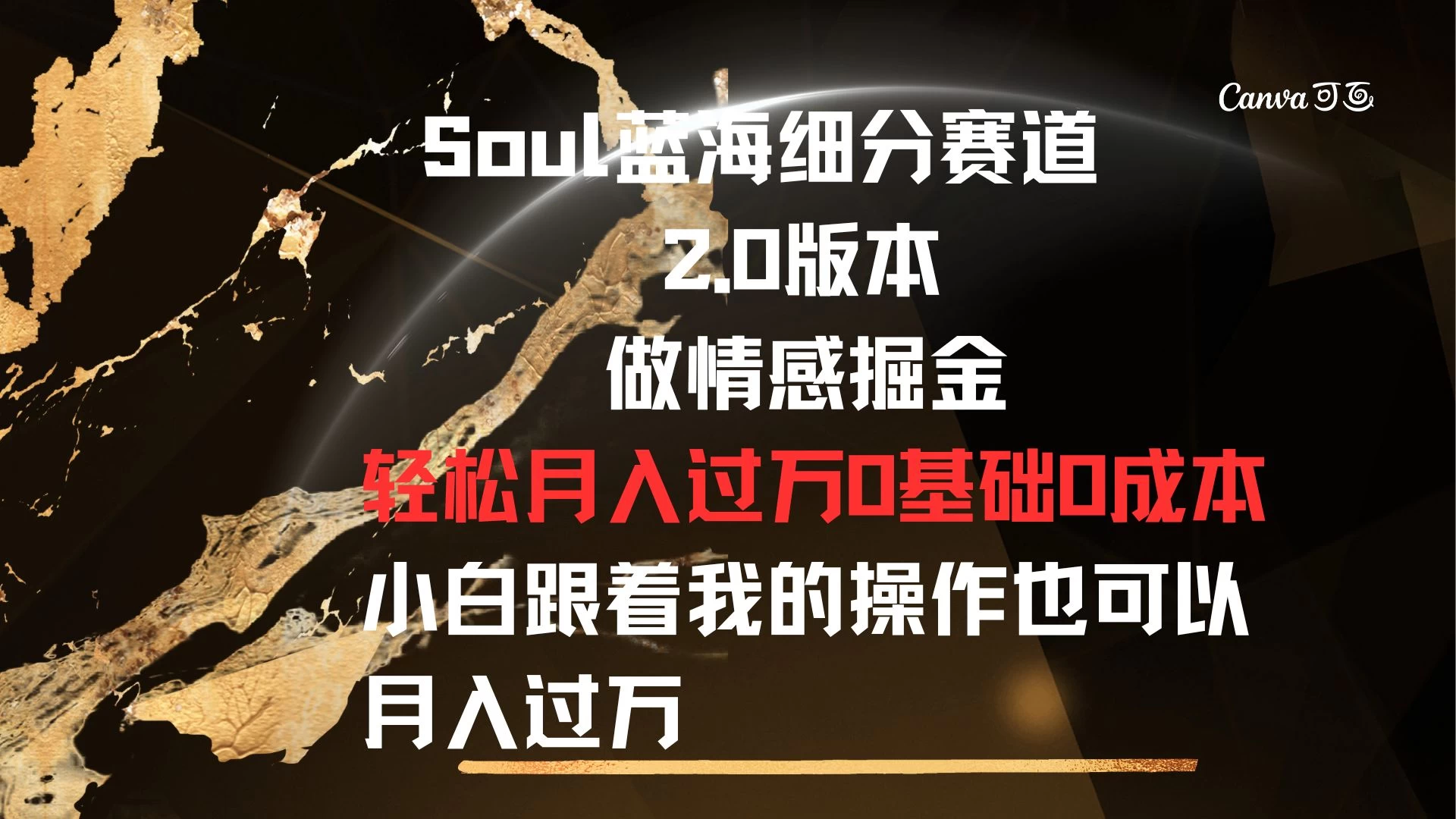 Soul蓝海细分赛道，2.0版本，做情感掘金，轻松月入过万，0基础，0成本，小白跟着我的操作也可以月入过万