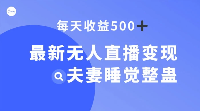 最新无人直播变现，夫妻睡觉整蛊，每天躺赚 500+