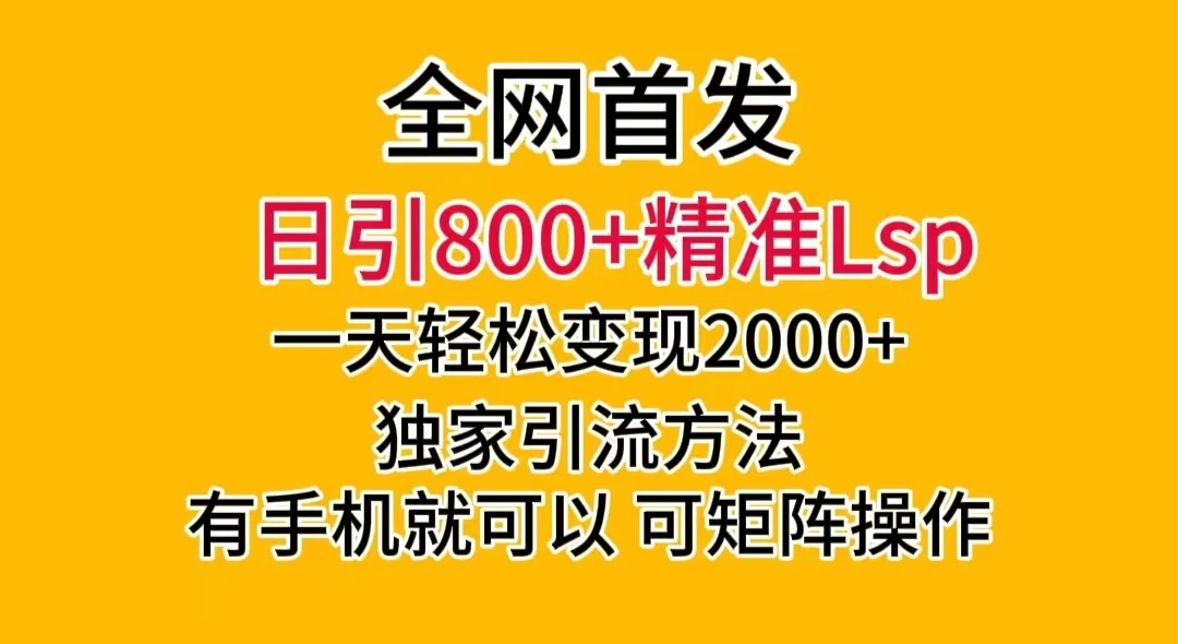 日引 800+ 精准老色批，一天变现 2000+，独家引流方法，可矩阵操作，月入 5W+