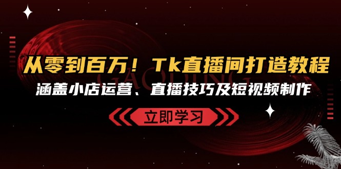 （13098期）从零到百万！Tk直播间打造教程，涵盖小店运营、直播技巧及短视频制作