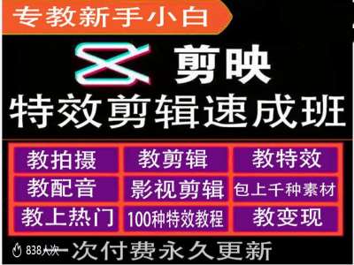 剪映特效教程和运营变现教程，特效剪辑速成班，专教新手小白