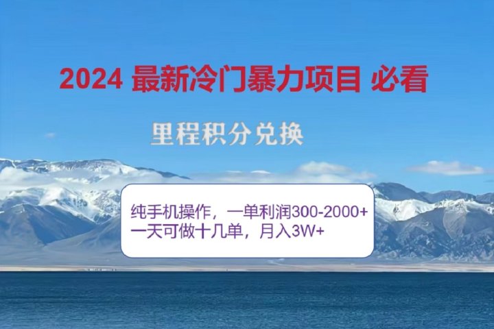 2024惊爆冷门暴利！出行高峰来袭，里程积分，高爆发期，一单300+—2000+，月入过万不是梦！