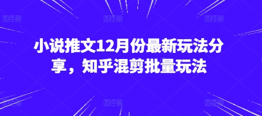 小说推文12月份最新玩法分享，知乎混剪批量玩法