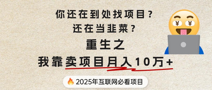 你还在到处找项目？还在当韭菜？重生之我靠卖项目月入 10 万+，曾经我也是个失败者。