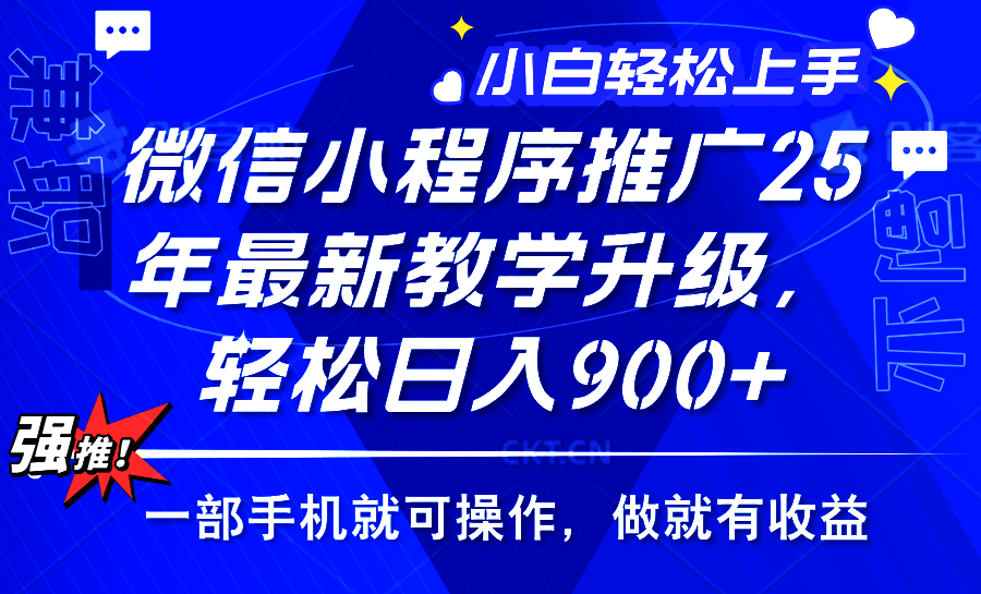 （14084期）2025年微信小程序推广，最新教学升级，轻松日入900+，小白宝妈轻松上手…