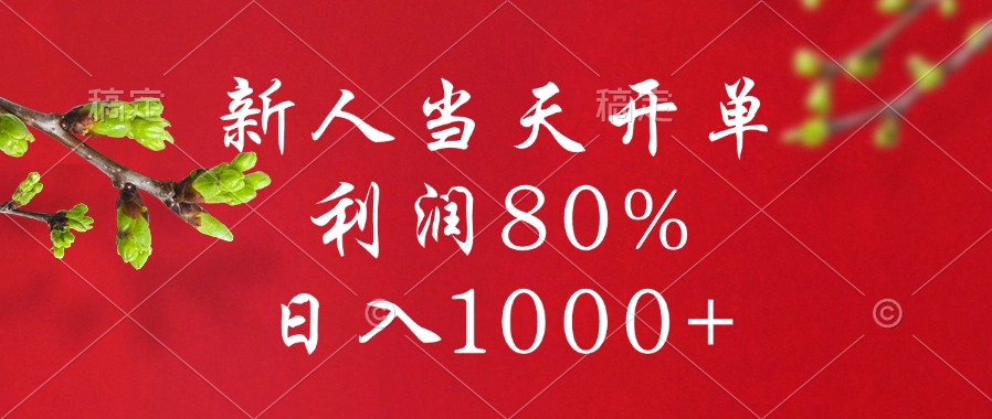 新人当天开单，利润80%，日入1000+