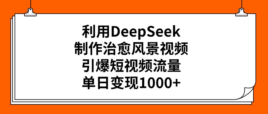 利用DeepSeek制作治愈风景视频，引爆短视频流量，单日变现1000+