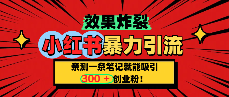 小红书炸裂玩法，亲测一条笔记就能吸引300+精准创业粉！